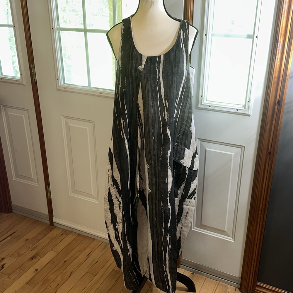 BNWT Lotus Eaters Black and White Striped Cotton+ Linen Maxi Dress